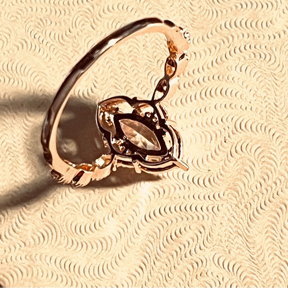 Gold Marquise Halo Engagement Ring with Clear Stone - Picture 3 of 6